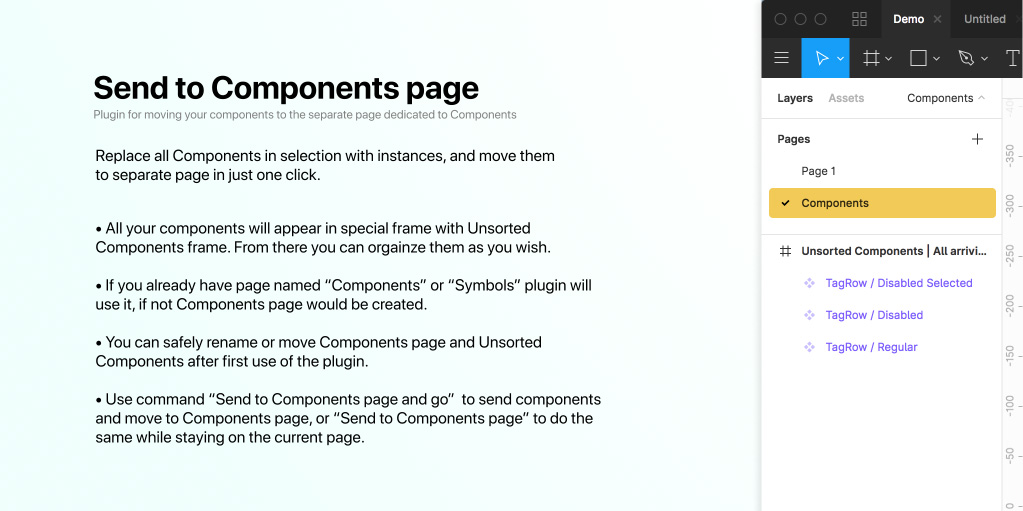 установить плагин для Фигмы Send to Components Page