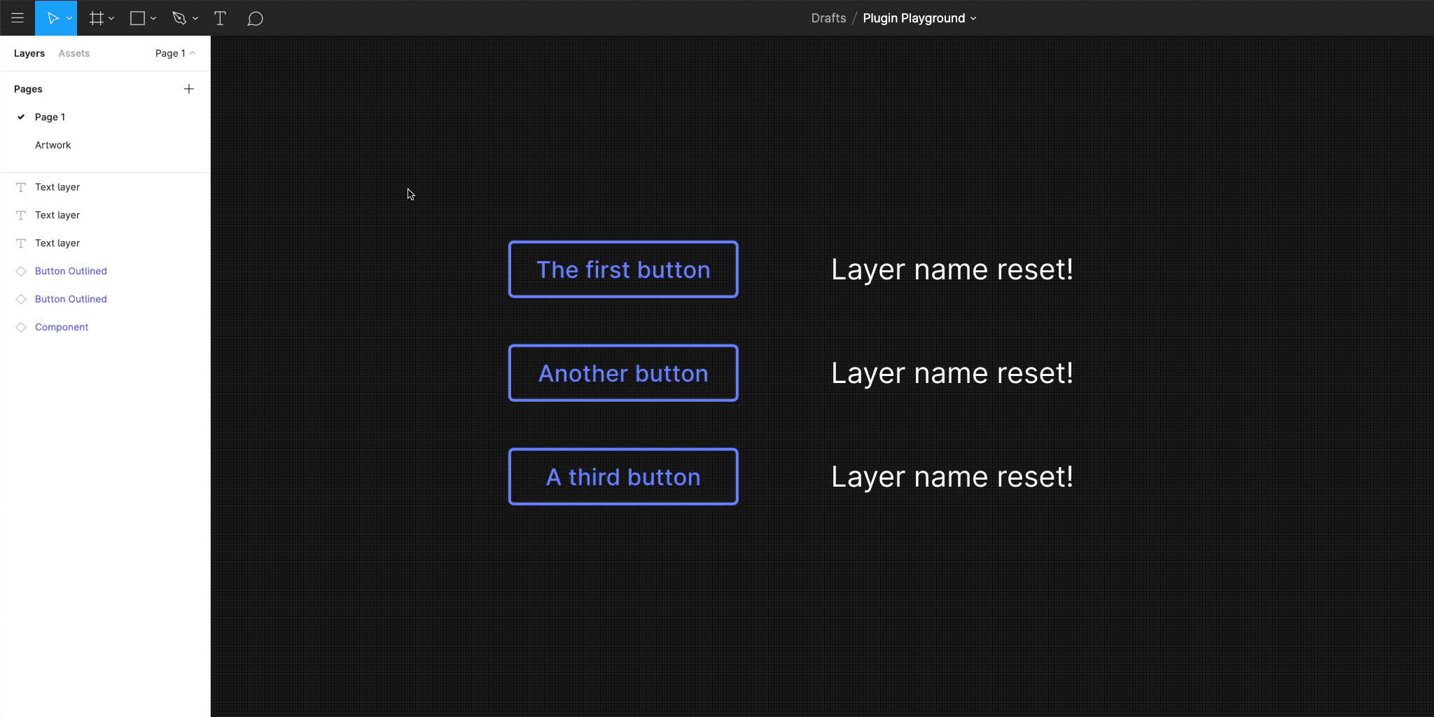 установить плагин для Фигмы Reset Text Layer Name