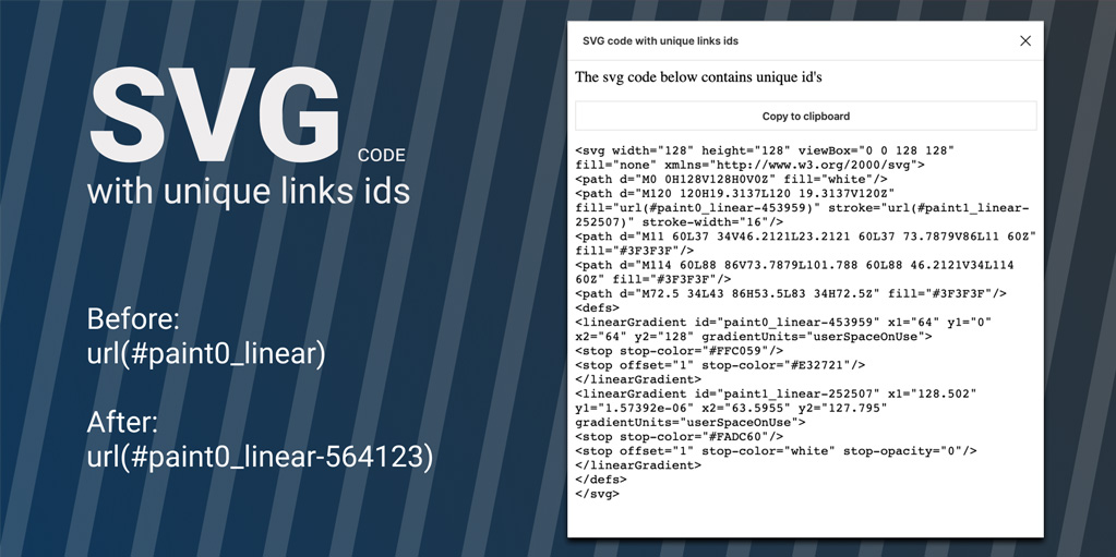 установить плагин для Фигмы SVG code with unique links ids