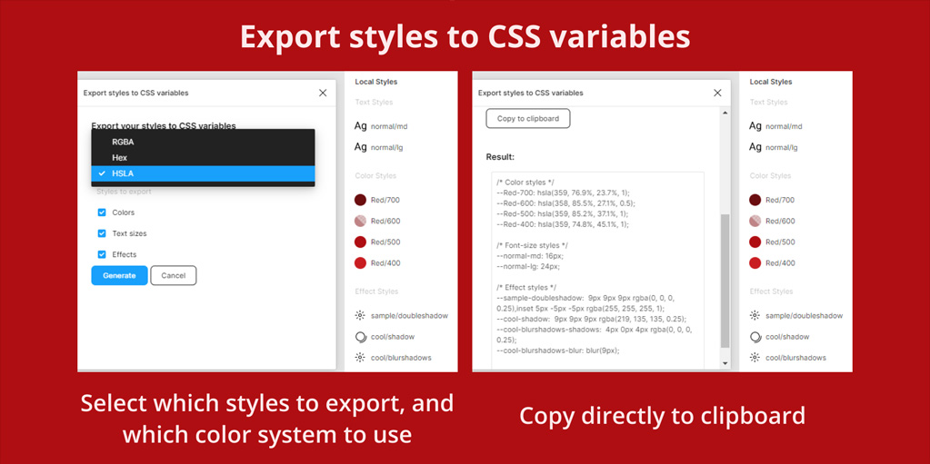 установить плагин для Фигмы Export styles to CSS variables