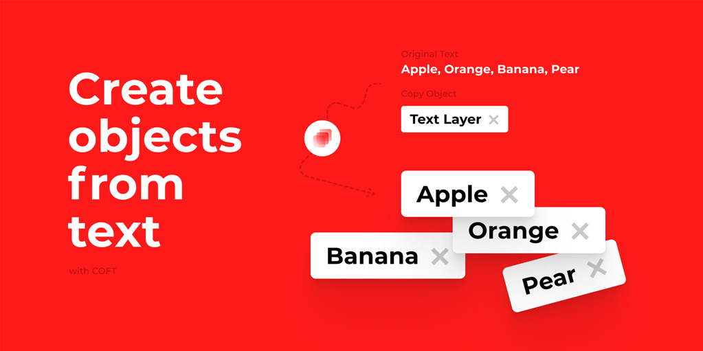 установить плагин для Фигмы COFT — create objects from text