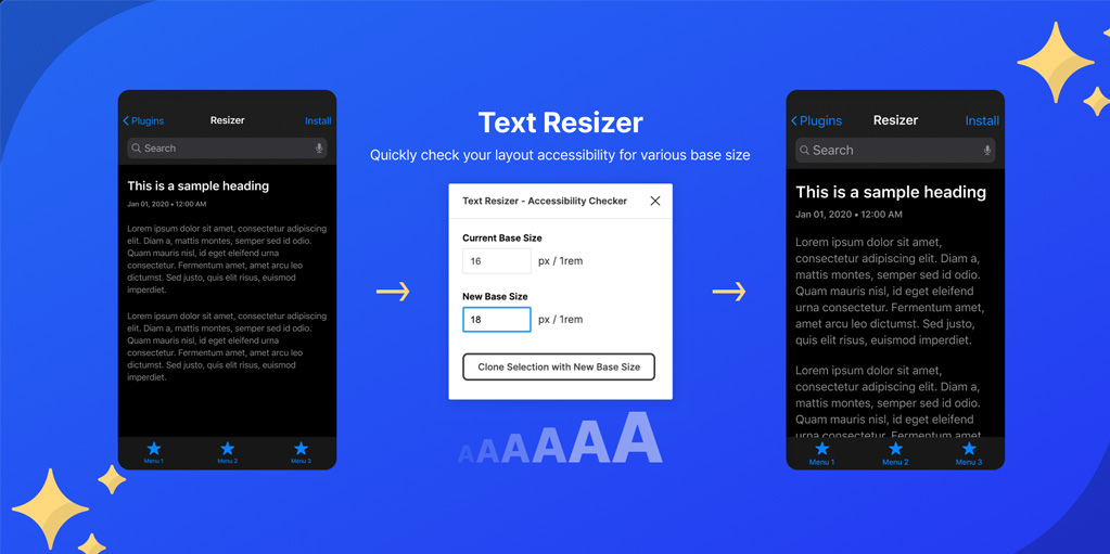 установить плагин для Фигмы Text Resizer - Accessibility Checker