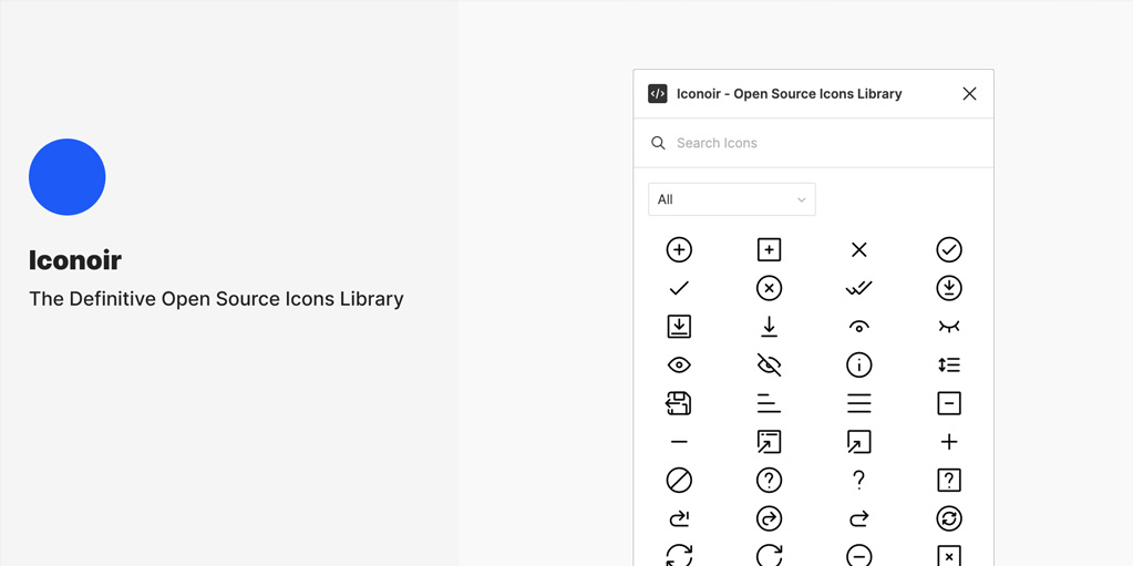 установить плагин для Фигмы Iconoir - Open Source Icons Library