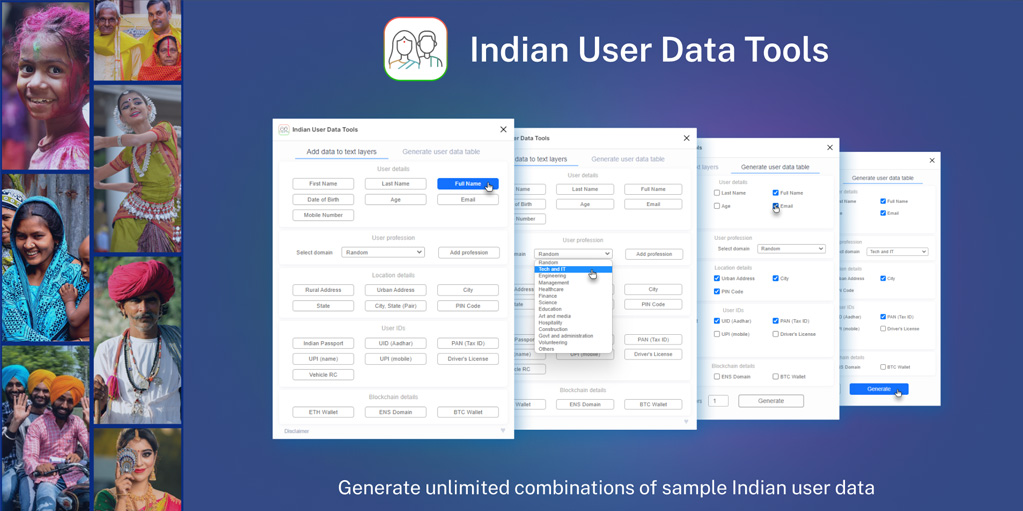 установить плагин для Фигмы Indian User Data Tools