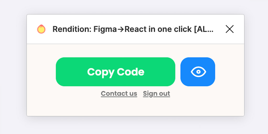 установить плагин для Фигмы Rendition: Figma->React Components in one click