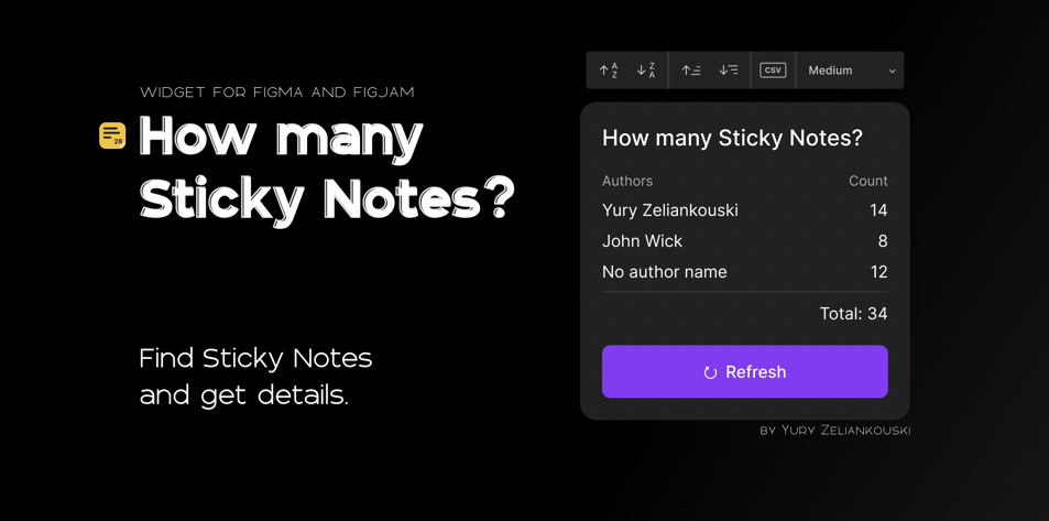 установить виджет для Фигмы How many Sticky Notes?